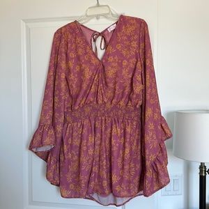 Pink Lily Floral Romper, XL